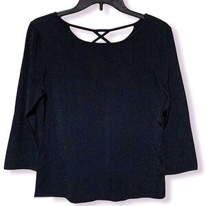 TALBOTS Medium Gauge Black Knit Fitted Top Size Medium